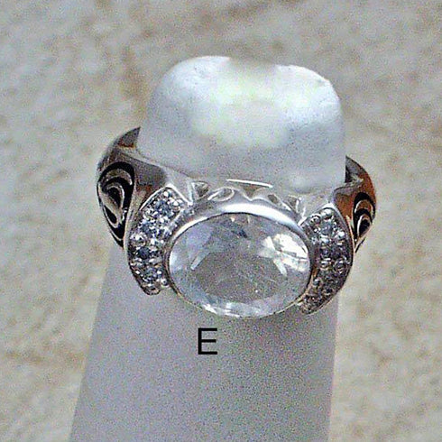 Silver rings with gemstones, diamonds and khanda / adi shakti symbols